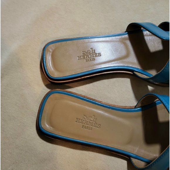 Turquoise Hermès Oran Sandals - Picture 5 of 8